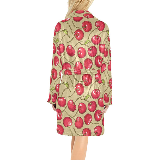 Cherry Pattern Print Design CH05 Women's Fleece Robe