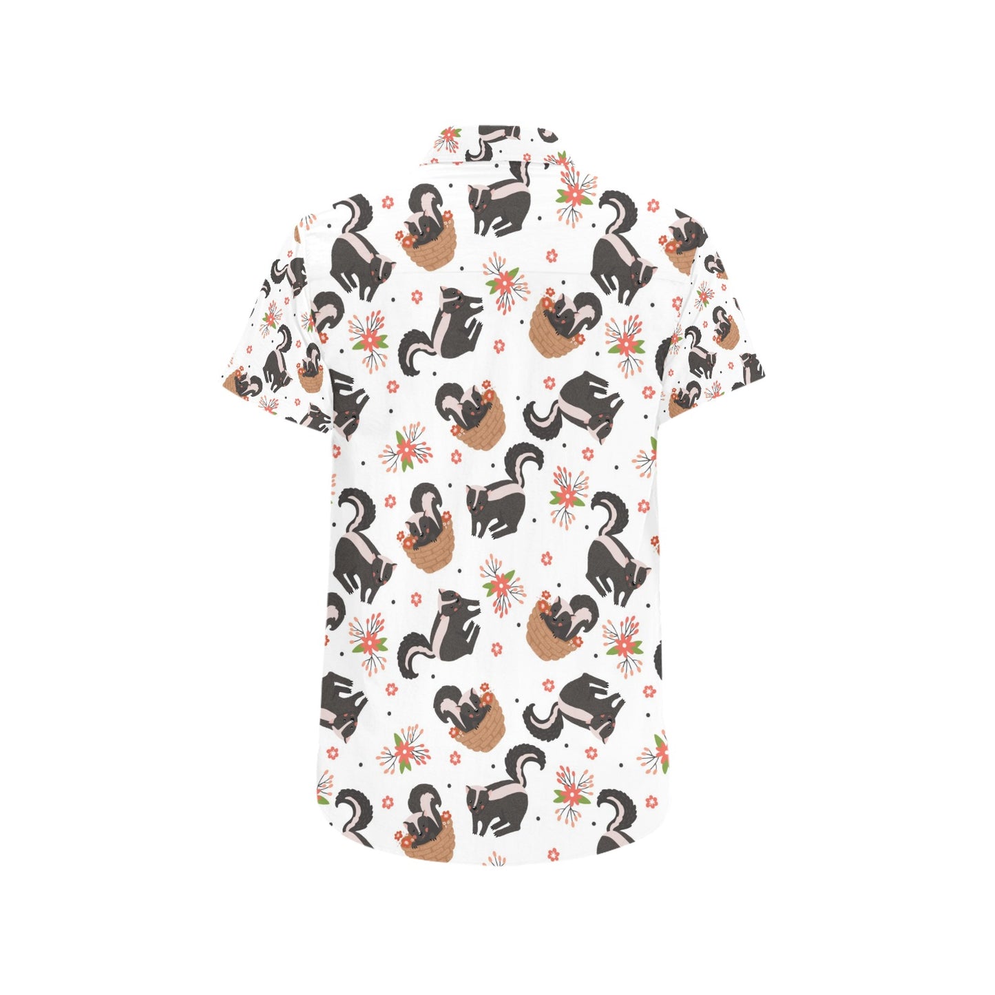 Skunk Print Design LKS304 Men Short Sleeve Button Up Shirt