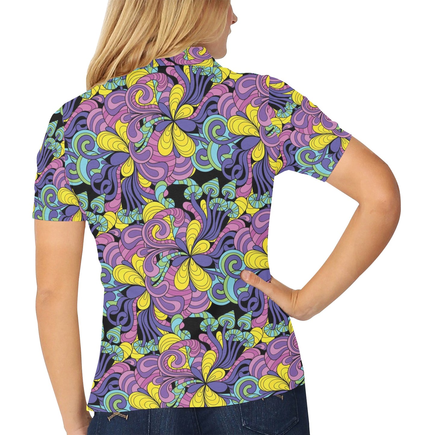 Trippy Print Design LKS305 Women's Polo Shirt