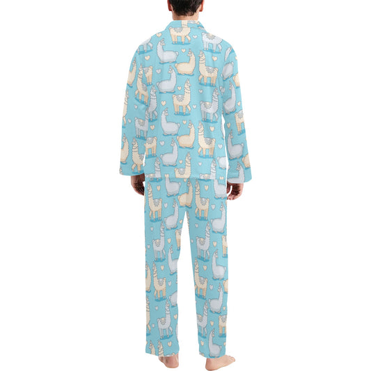 Alpaca Pattern Print Design 06 Men's Long Pajama Set