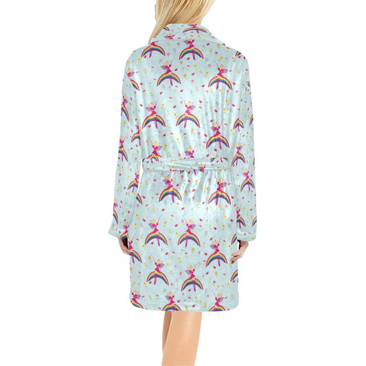 Fairy with Rainbow Print Pattern Women's Fleece Robe