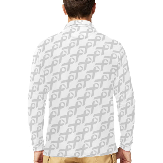Brain cancer Pattern Print Design 02 Long Sleeve Polo Shirt For Men's