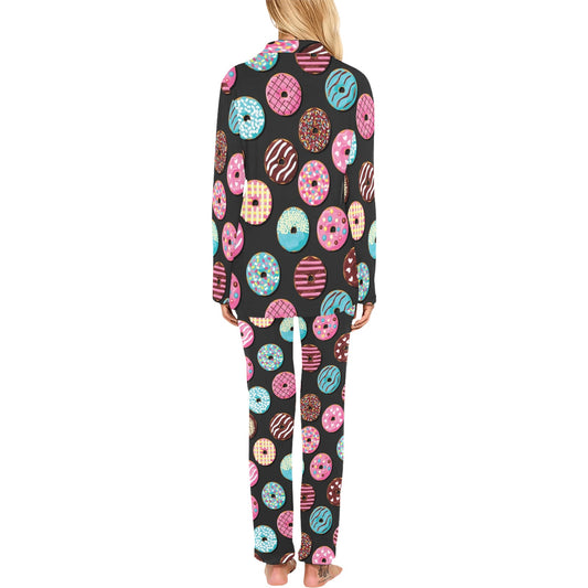 Donut Pattern Print Design DN02 Women's Long Pajama Set