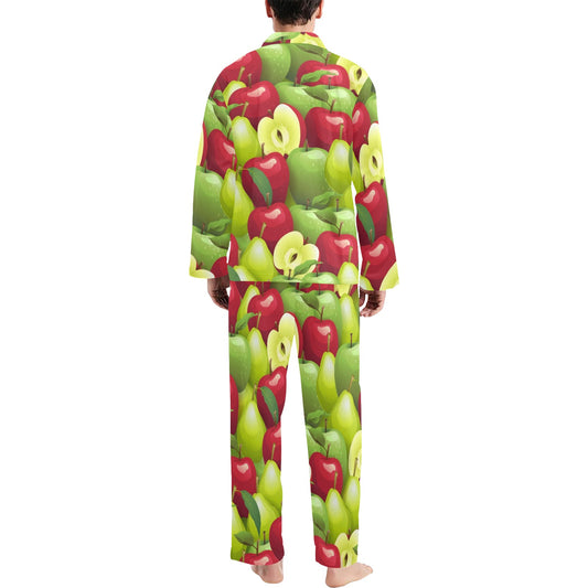 Apple Pattern Print Design AP03 Men's Long Pajama Set