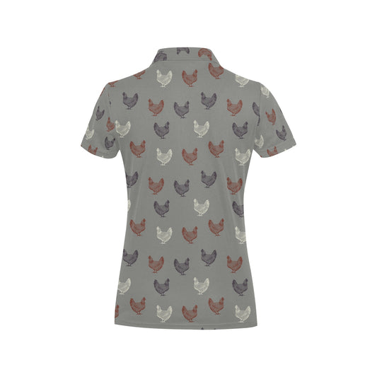Chicken Pattern Print Design 01 Women's Polo Shirt