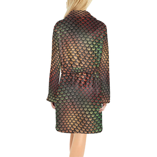 Snake Skin Colorful Print Women's Fleece Robe