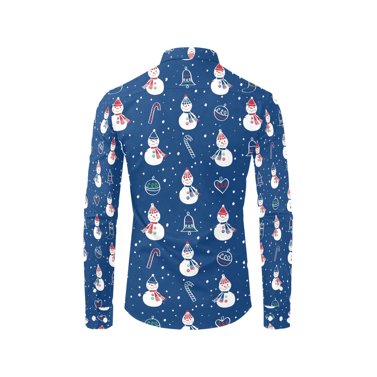 Snowman Print Design LKS306 Men's Long Sleeve Dress Shirt
