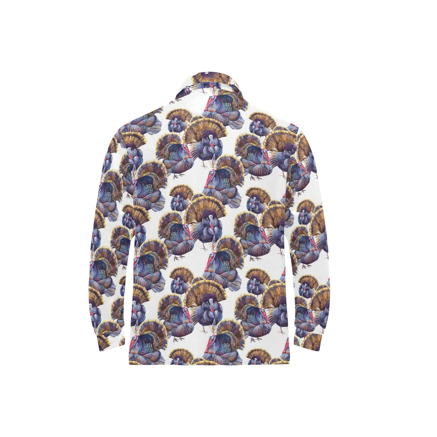 Turkey Pattern Print Design 01 Long Sleeve Polo Shirt For Men's