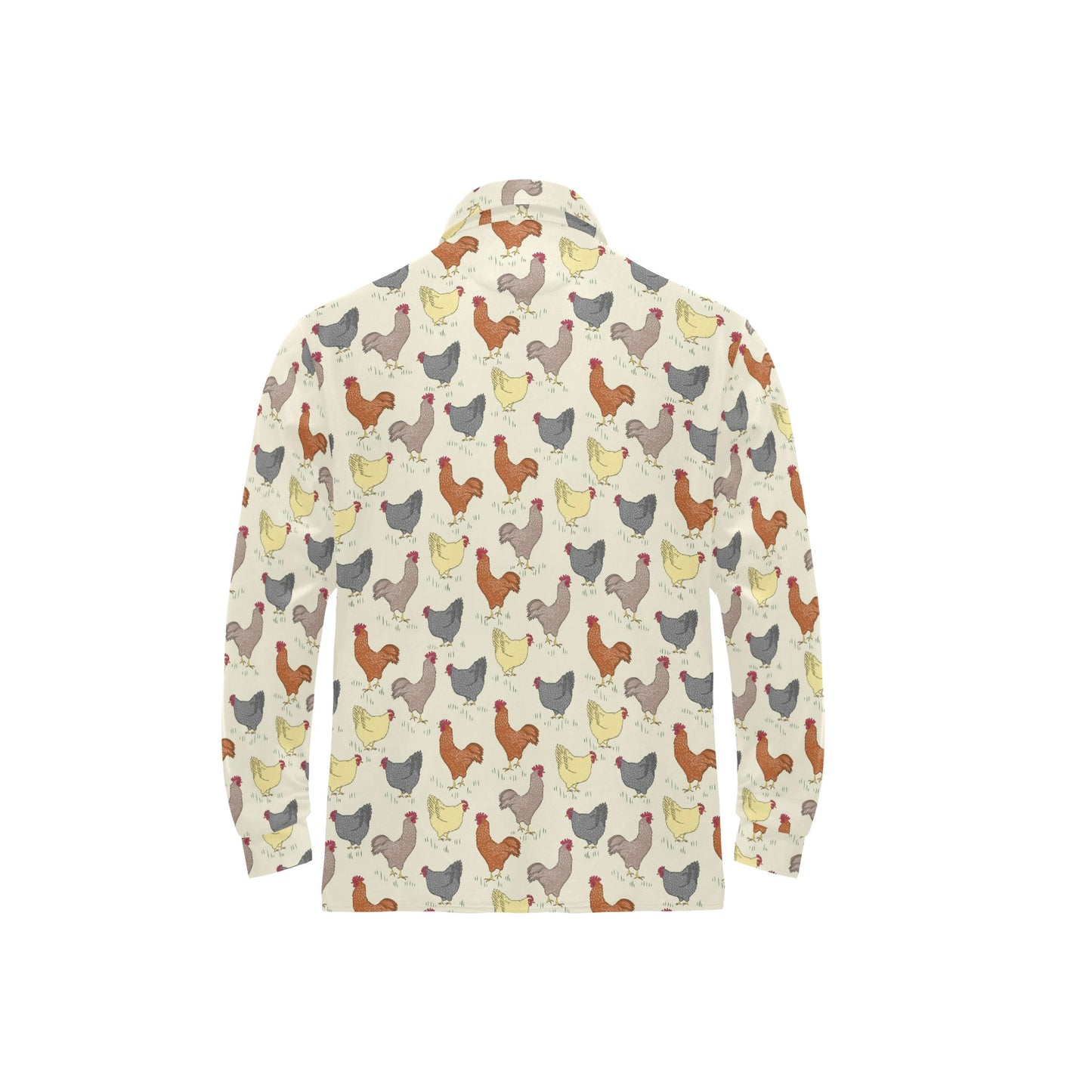 Chicken Pattern Print Design 05 Long Sleeve Polo Shirt For Men's