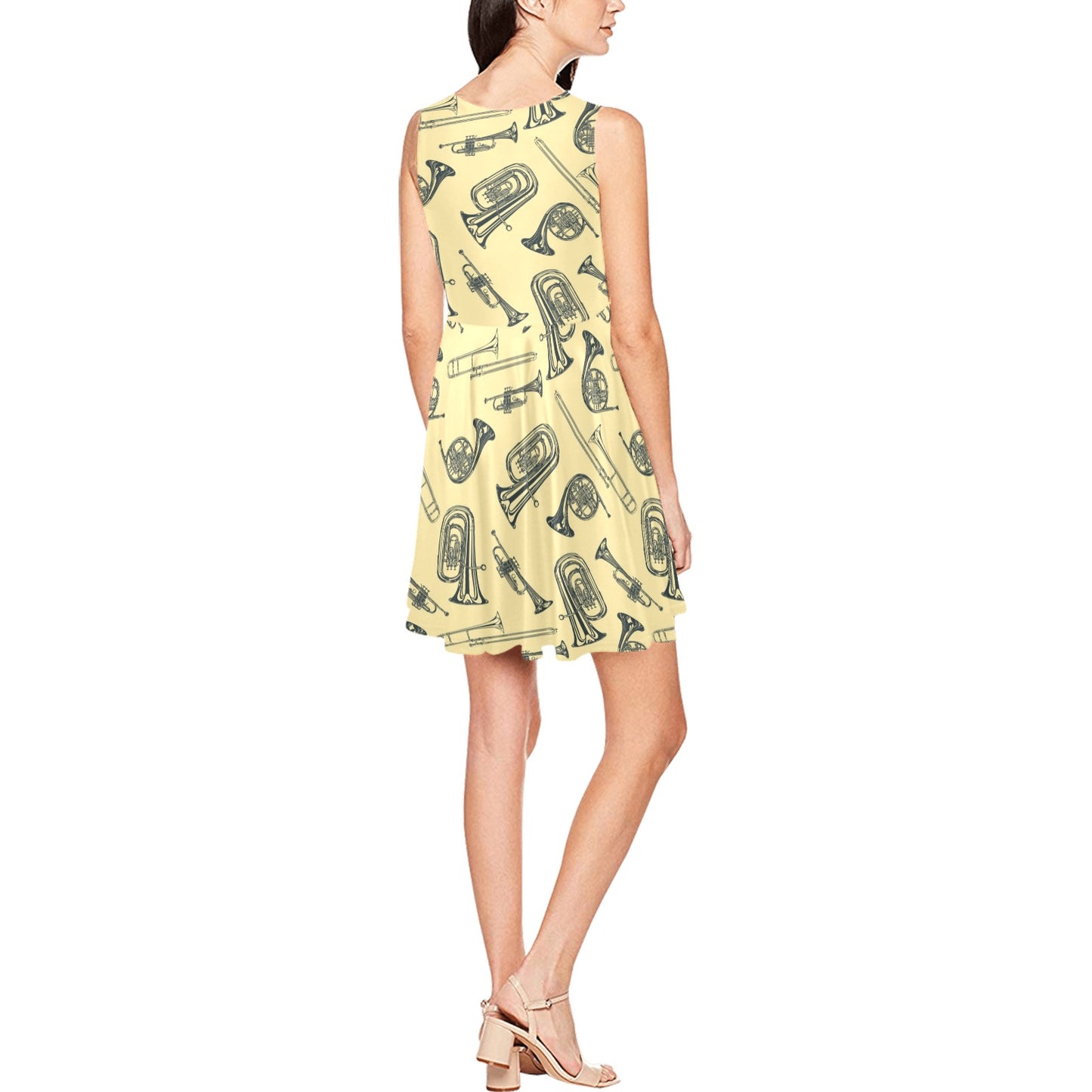 Tuba Pattern Print Design 01 Sleeveless Dress