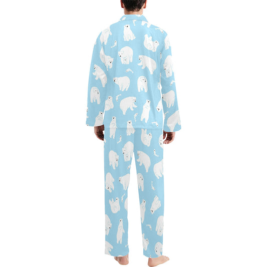 Polar Bear Pattern Print Design PB01 Men's Long Pajama Set