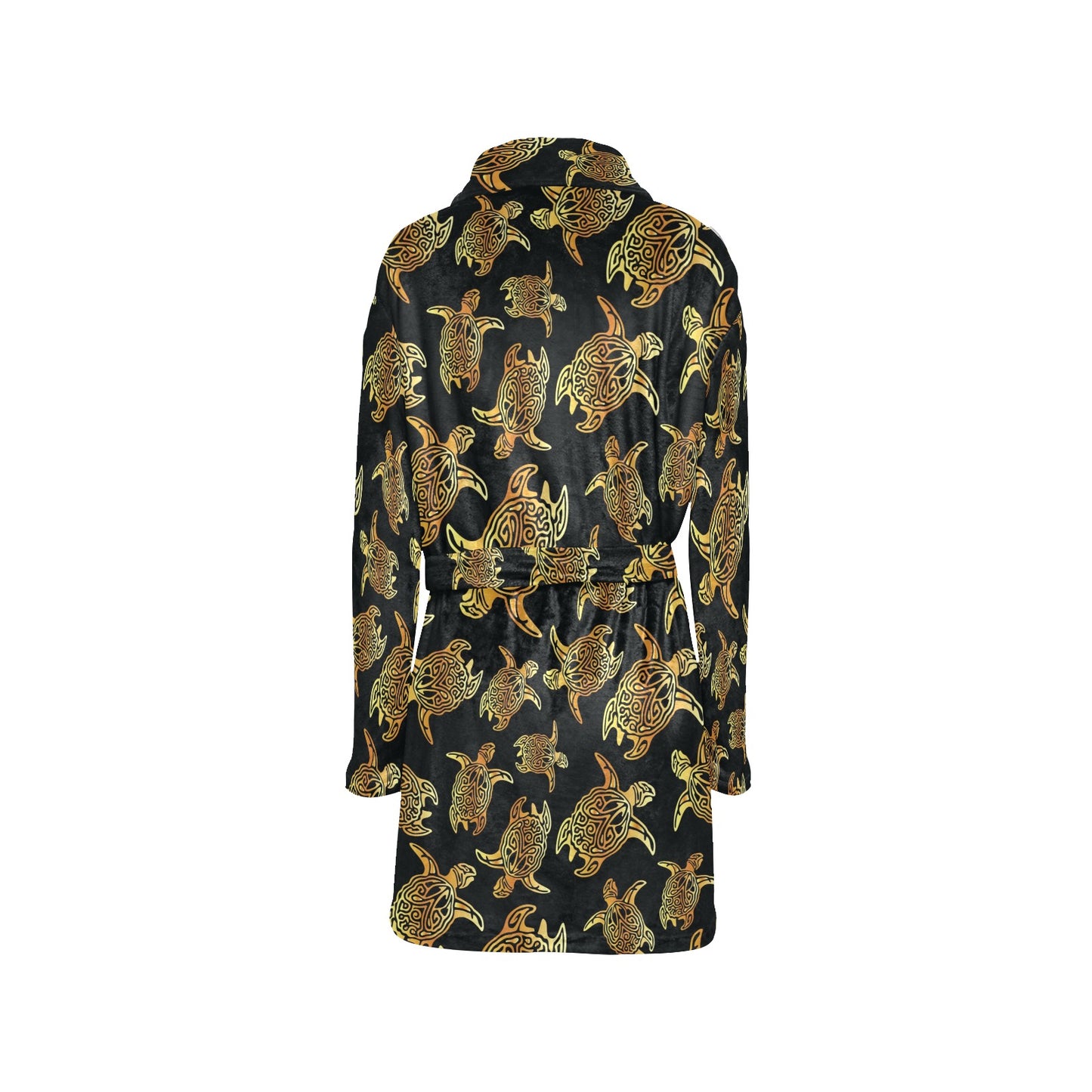 Gold Tribal Turtle Polynesian Themed Women's Fleece Robe