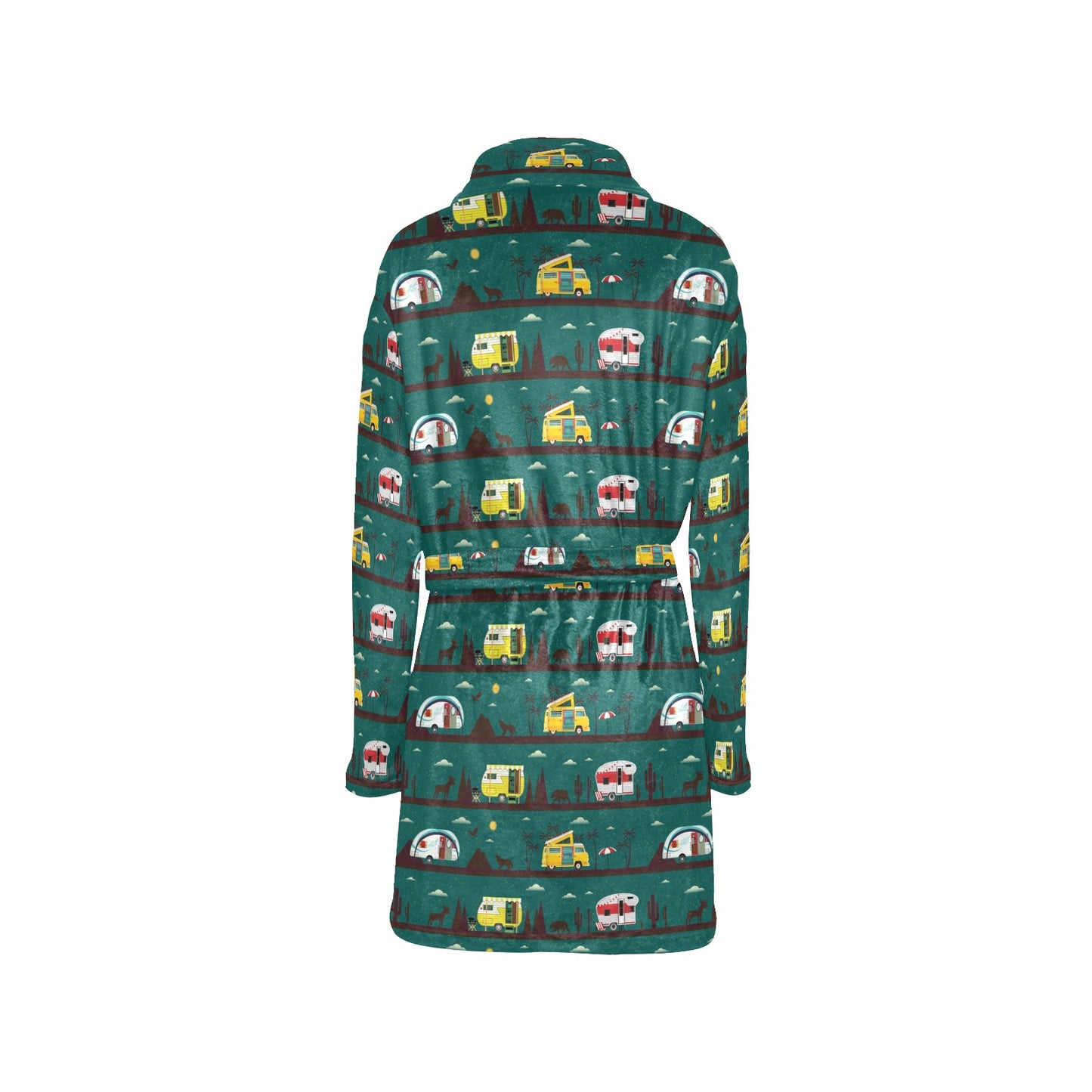 Camper Pattern Print Design 05 Women's Fleece Robe