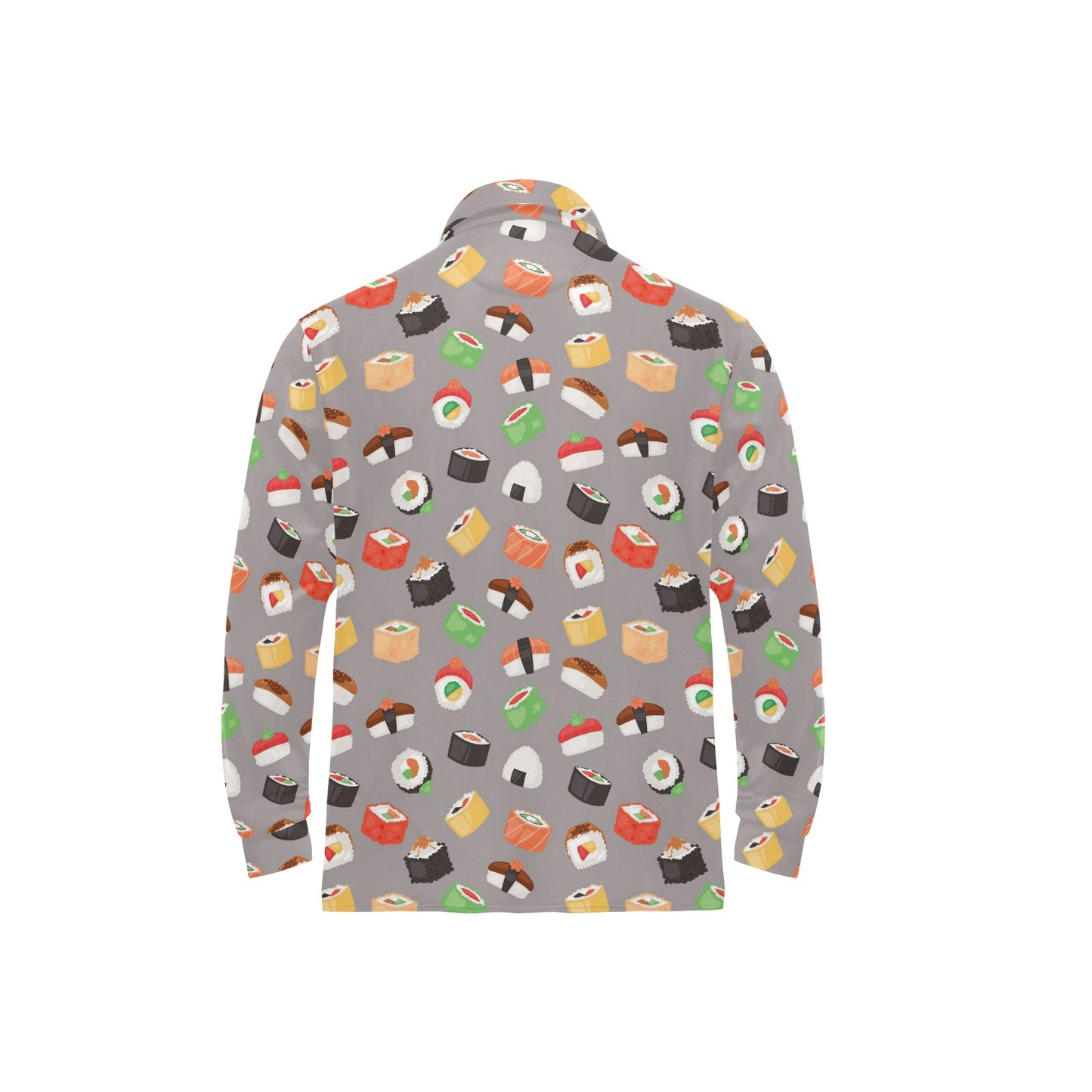 Sushi Print Design LKS307 Long Sleeve Polo Shirt For Men's