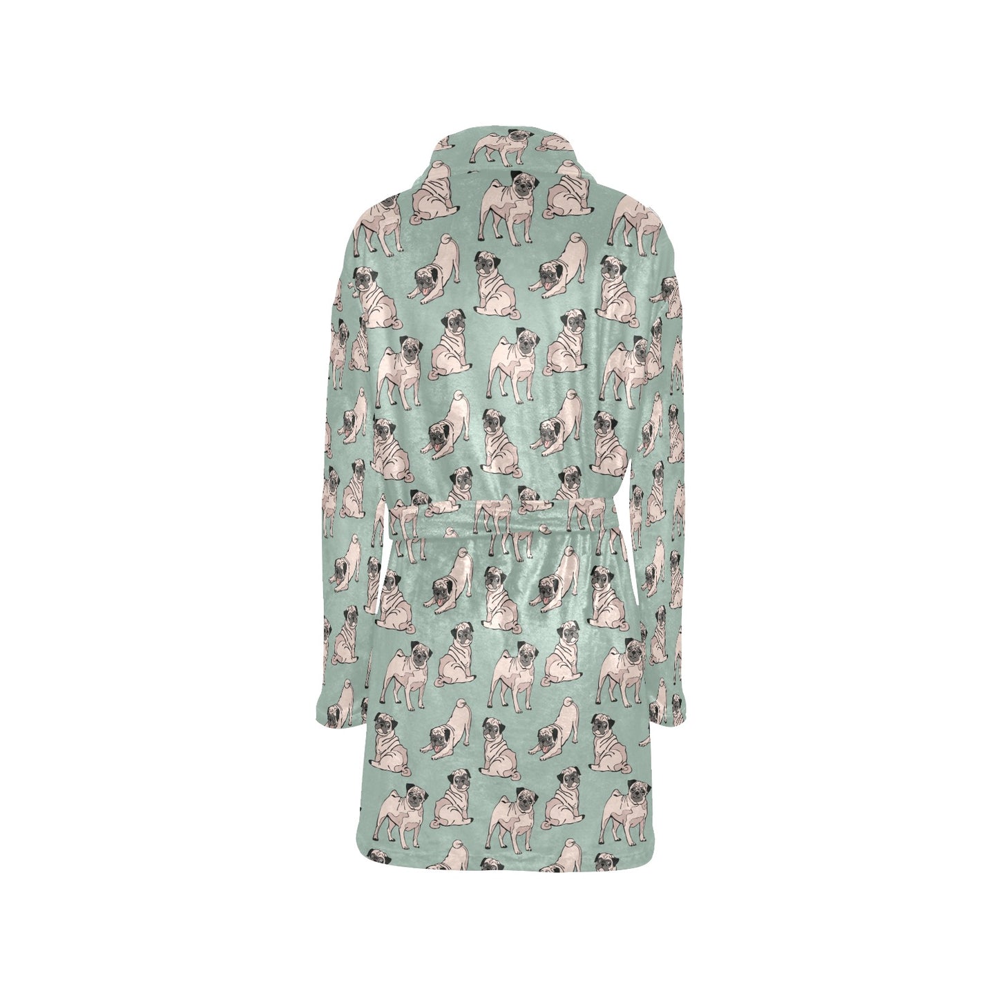 Pug Pattern Print Design A01 Women's Fleece Robe