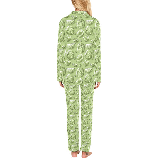 Brussels Sprouts Pattern Print Design 01 Women's Long Pajama Set