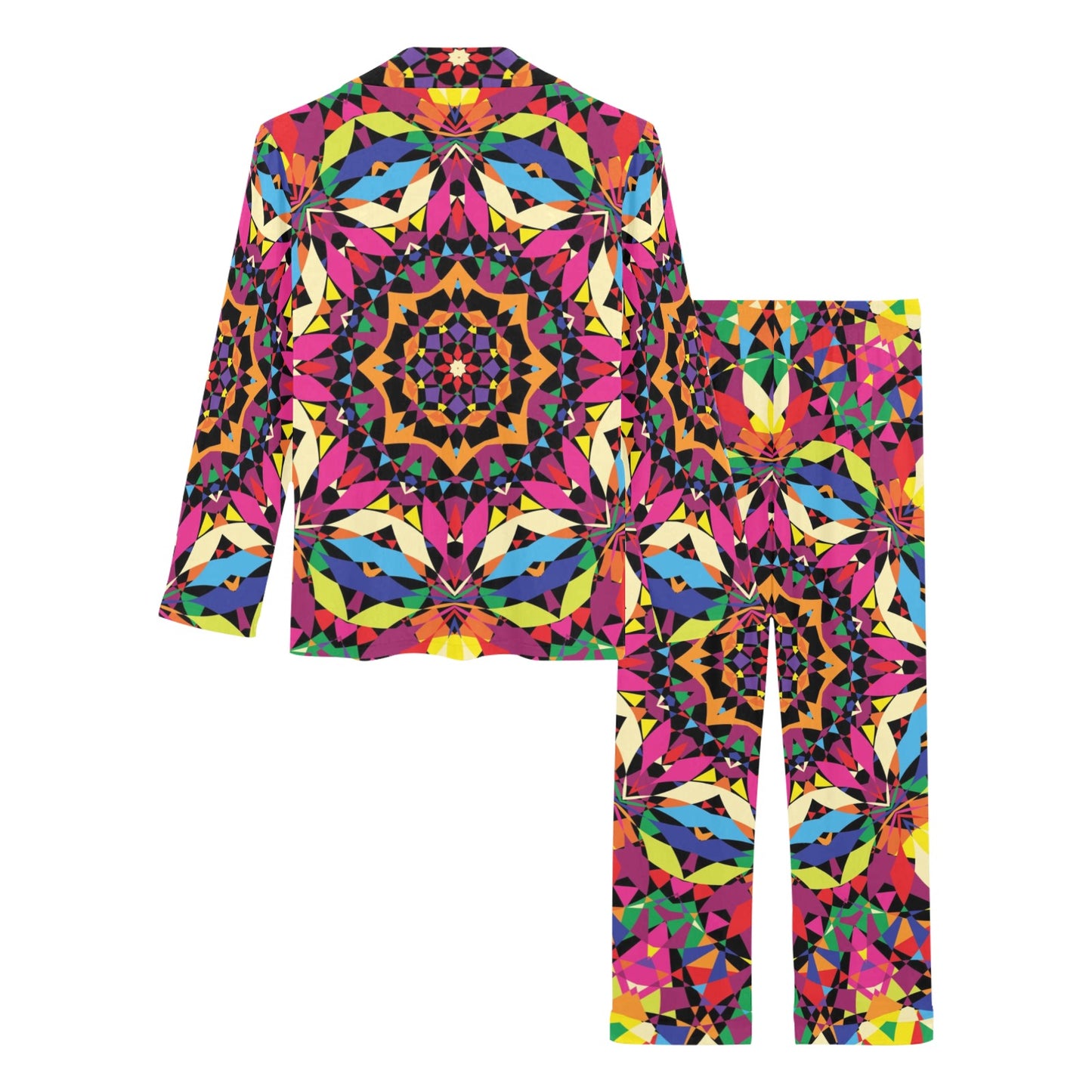 Kaleidoscope Pattern Print Design 02 Women's Long Pajama Set