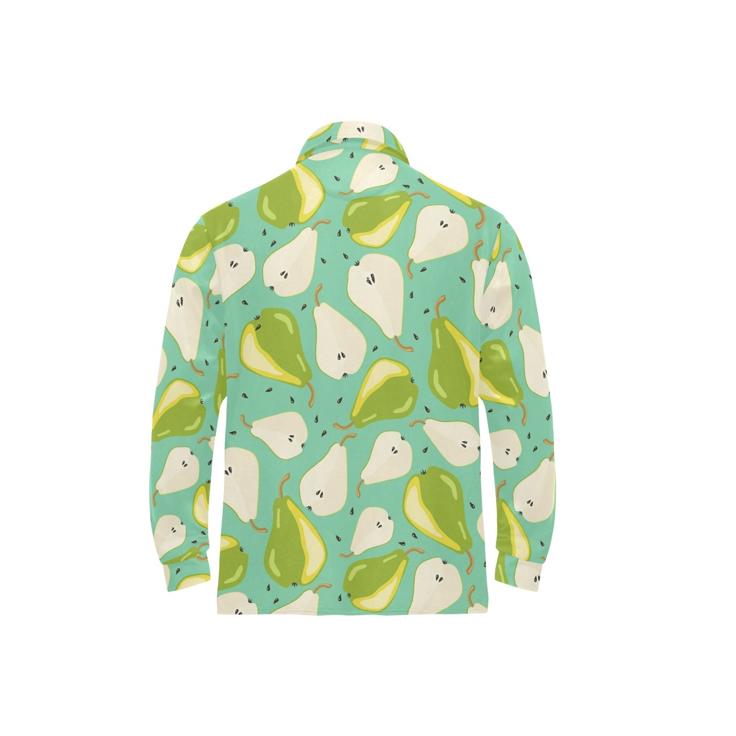 Pear Pattern Print Design PE04 Long Sleeve Polo Shirt For Men's