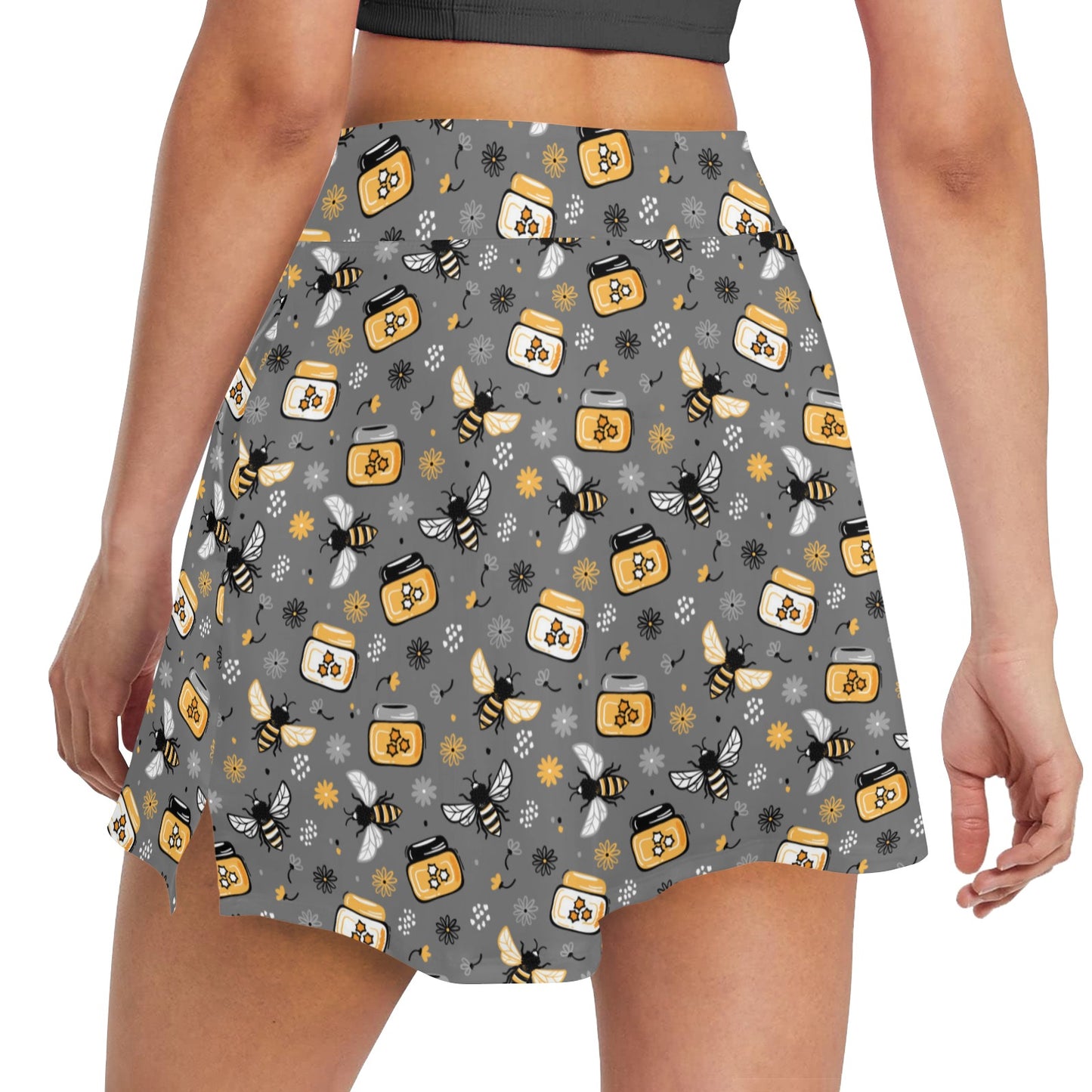 Honey Bee Print Design LKS301 Women's Golf Skirt with Pocket