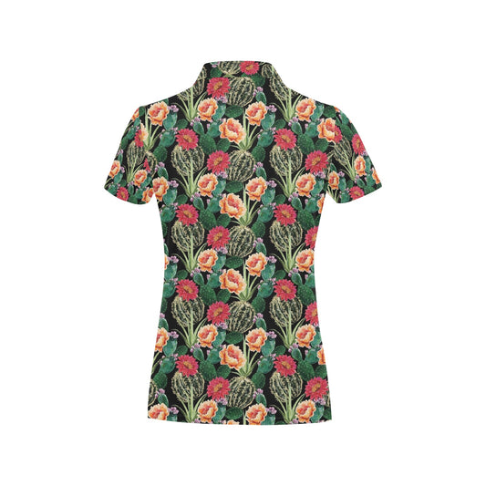 Cactus Pattern Print Design 06 Women's Polo Shirt