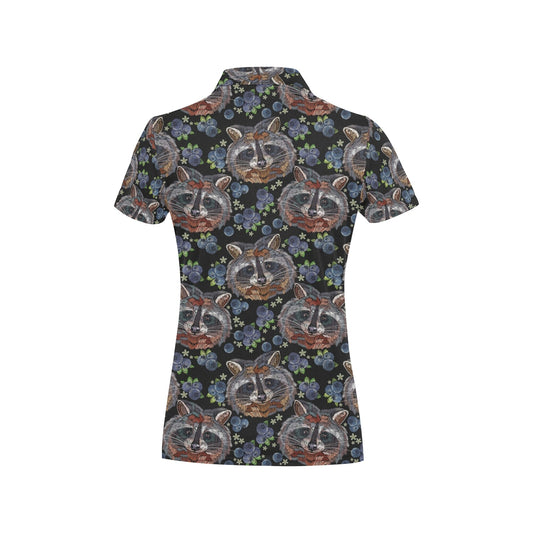 Raccoon Pattern Print Design A03 Women's Polo Shirt