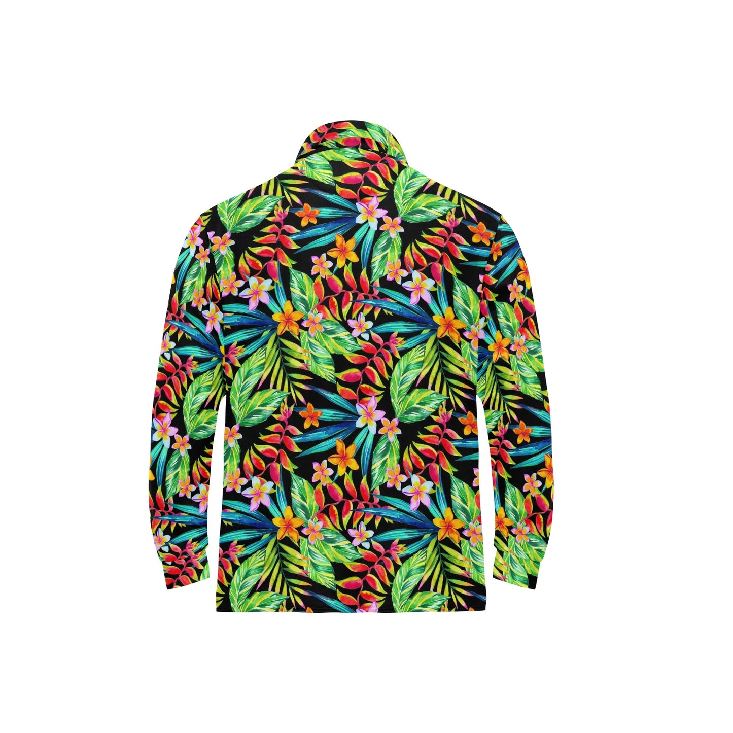 Heliconia Pattern Print Design HL09 Long Sleeve Polo Shirt For Men's