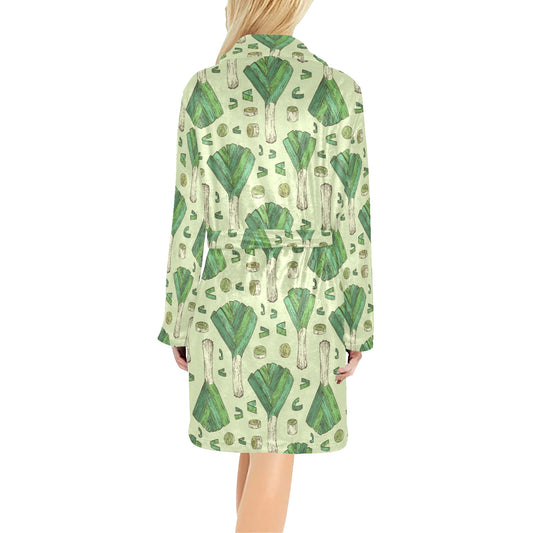 Leek Pattern Print Design 04 Women's Fleece Robe