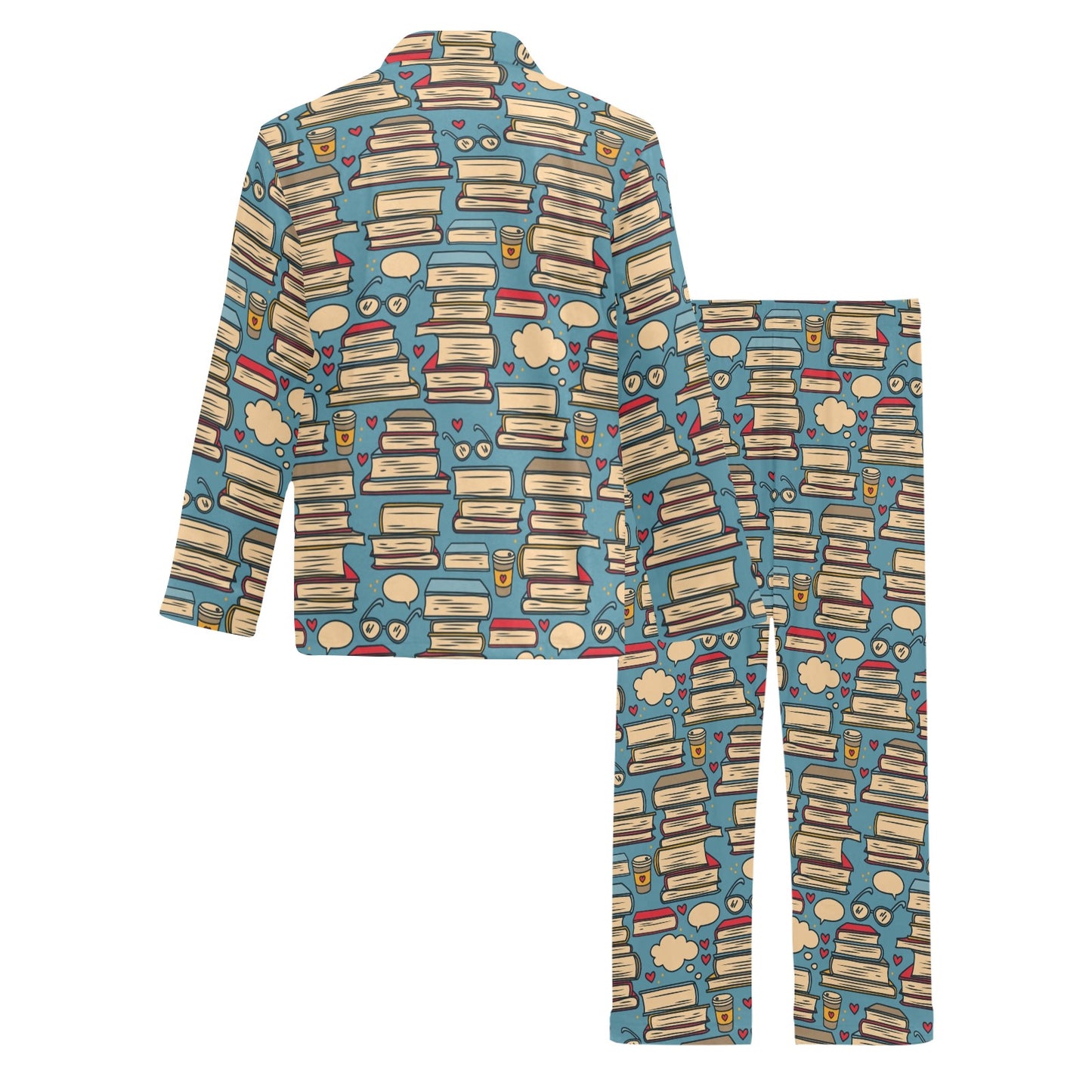 Book Pattern Print Design 03 Men's Long Pajama Set