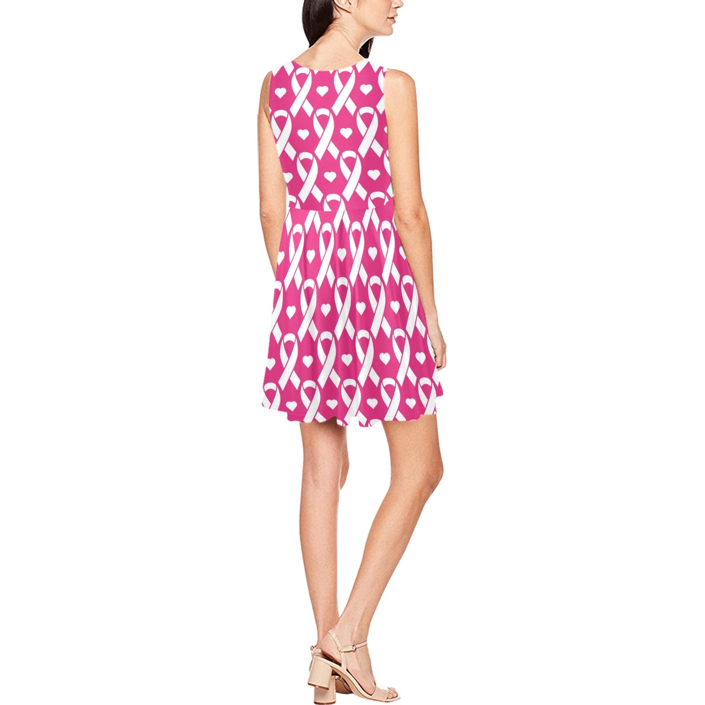 Breast cancer Pattern Print Design 05 Sleeveless Dress