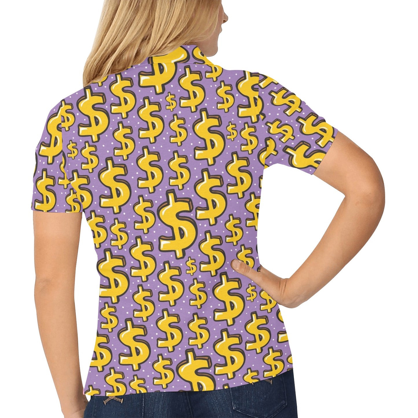 Dollar Pattern Print Design DO01 Women's Polo Shirt