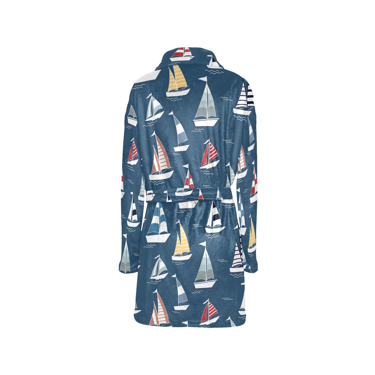 Sailing Ships Pattern Print Design A04 Women's Fleece Robe