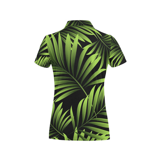 Green Neon Tropical Palm Leaves Women's Polo Shirt