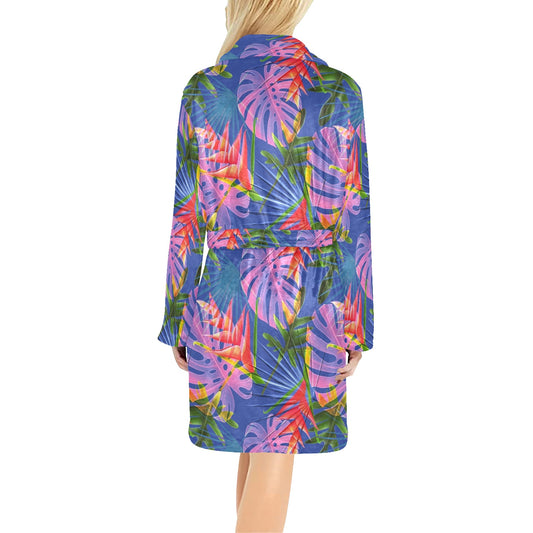 Tropical Flower Pattern Print Design TF025 Women's Fleece Robe