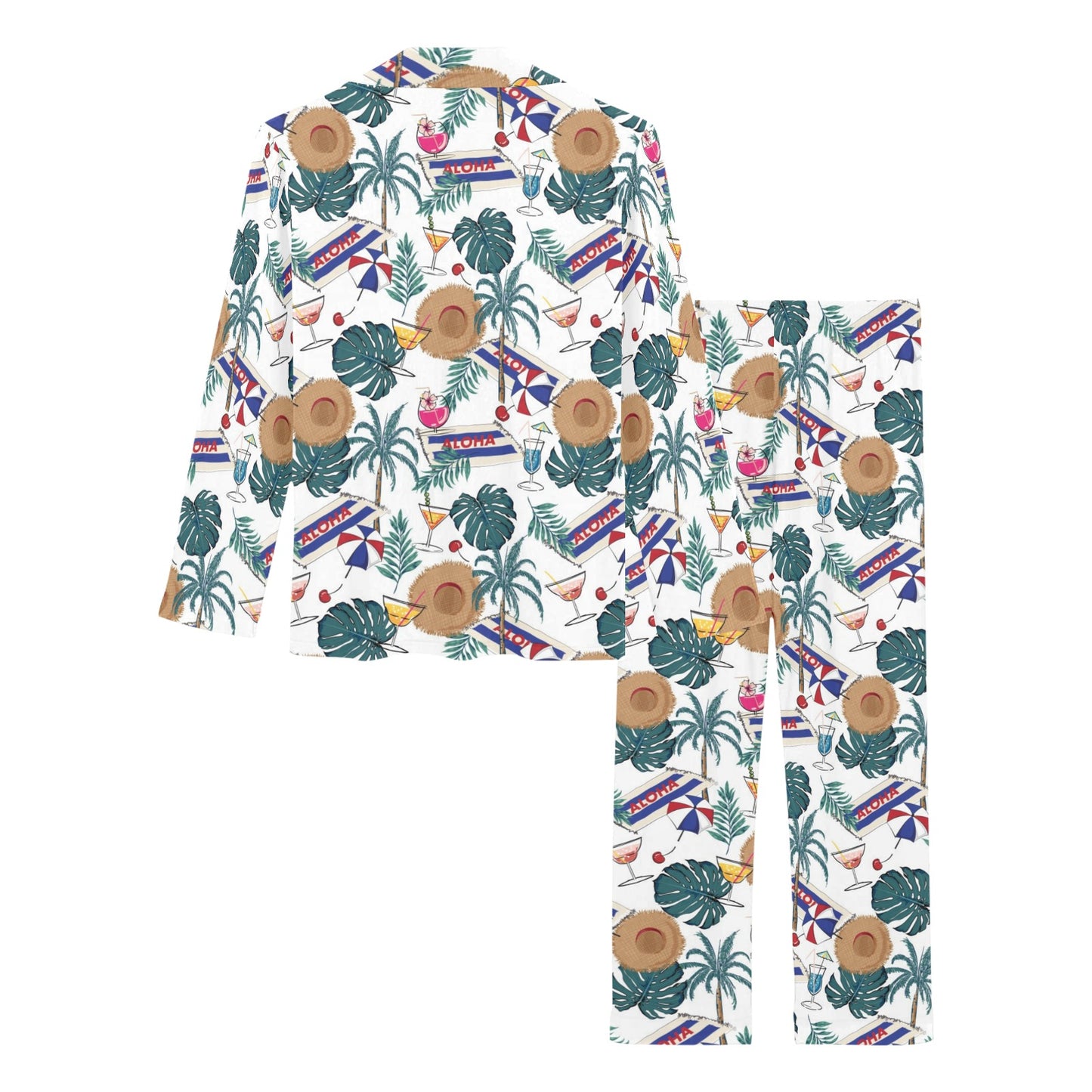 Aloha Hawaii Beach Pattern Print Design 04 Women's Long Pajama Set