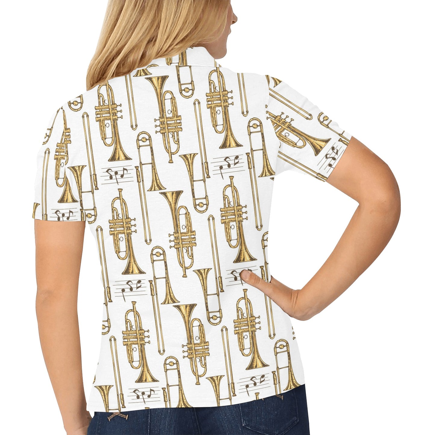 Trombone Pattern Print Design 04 Women's Polo Shirt