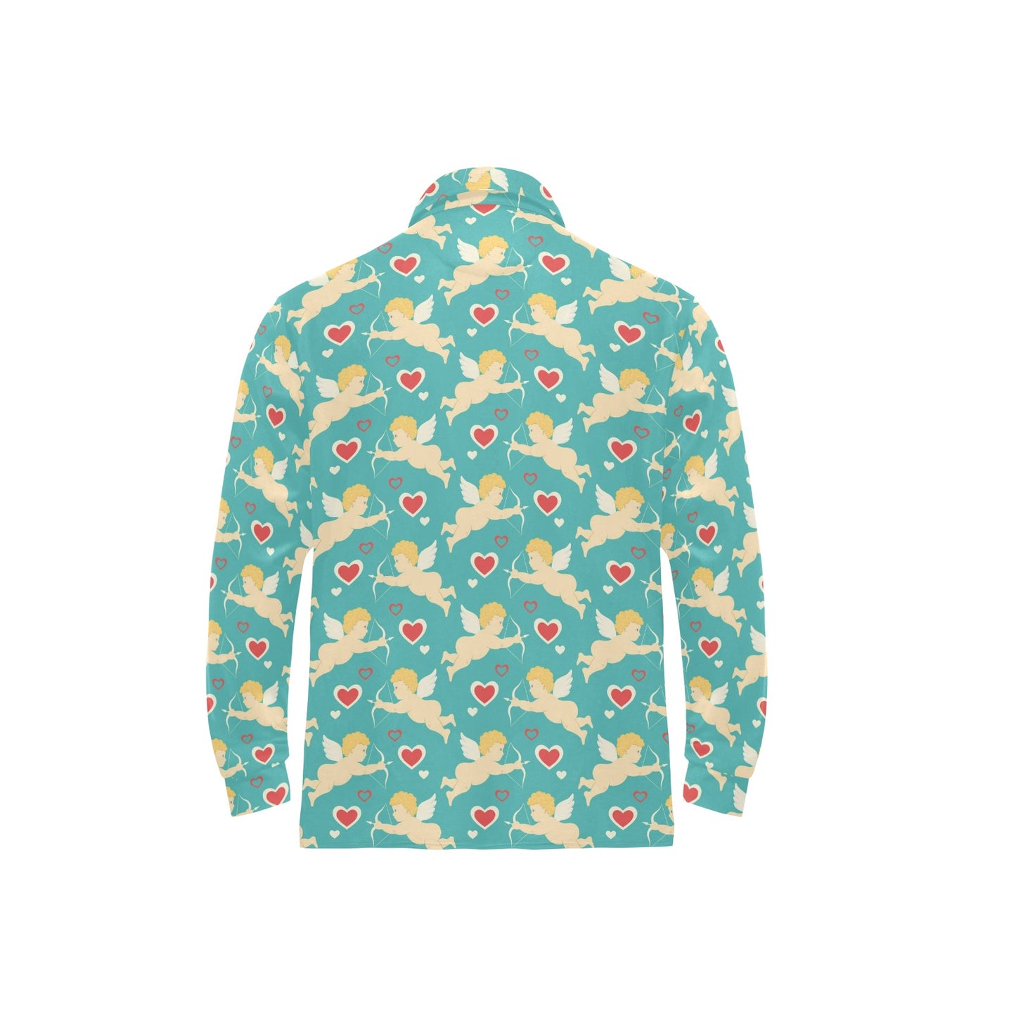 Cupid Pattern Print Design 01 Long Sleeve Polo Shirt For Men's