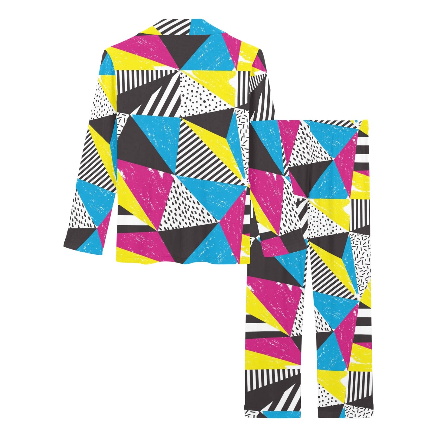 80s Pattern Print Design 2 Women's Long Pajama Set