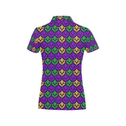 Mardi Gras Pattern Print Design 02 Women's Polo Shirt