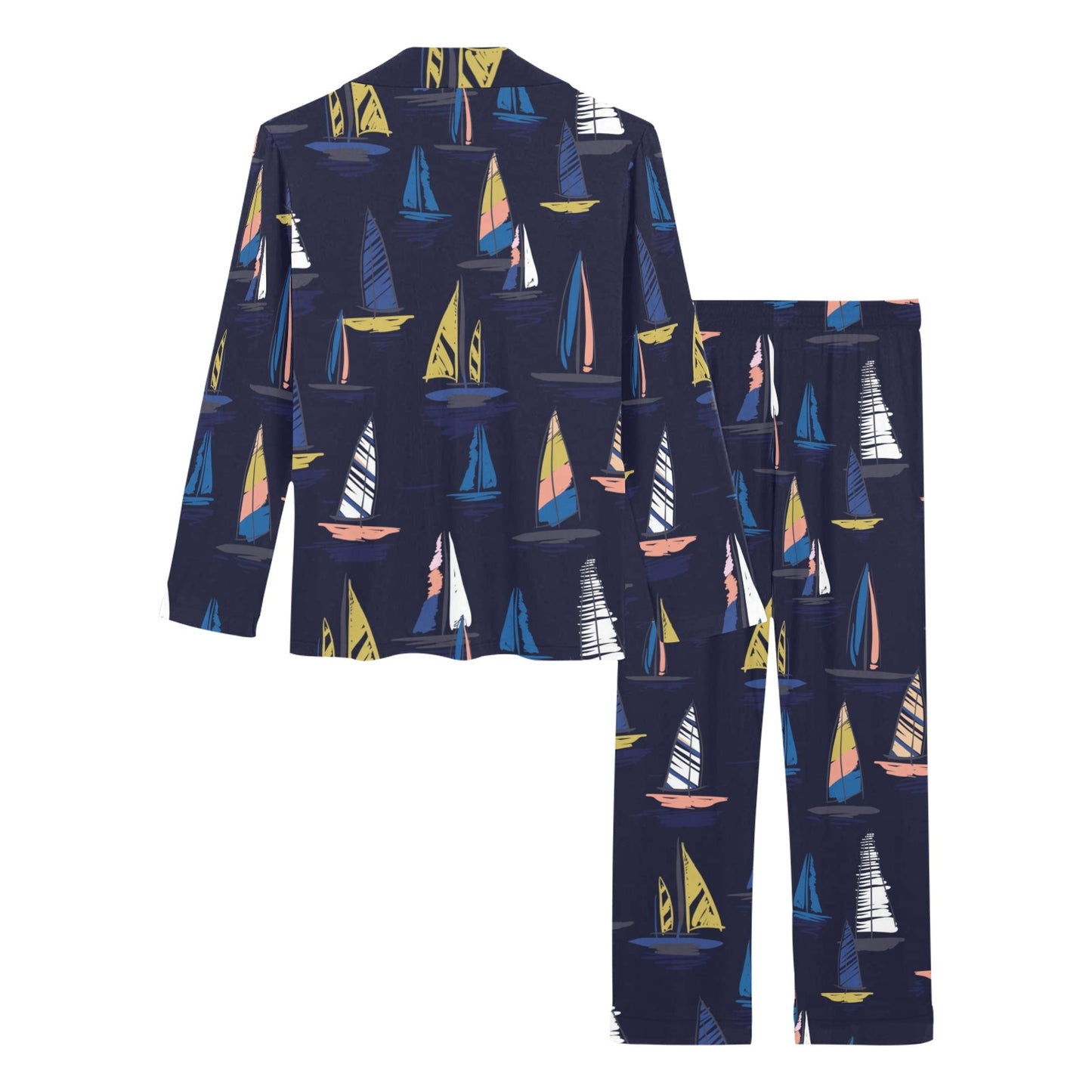 Sailing Ships Pattern Print Design A03 Women's Long Pajama Set