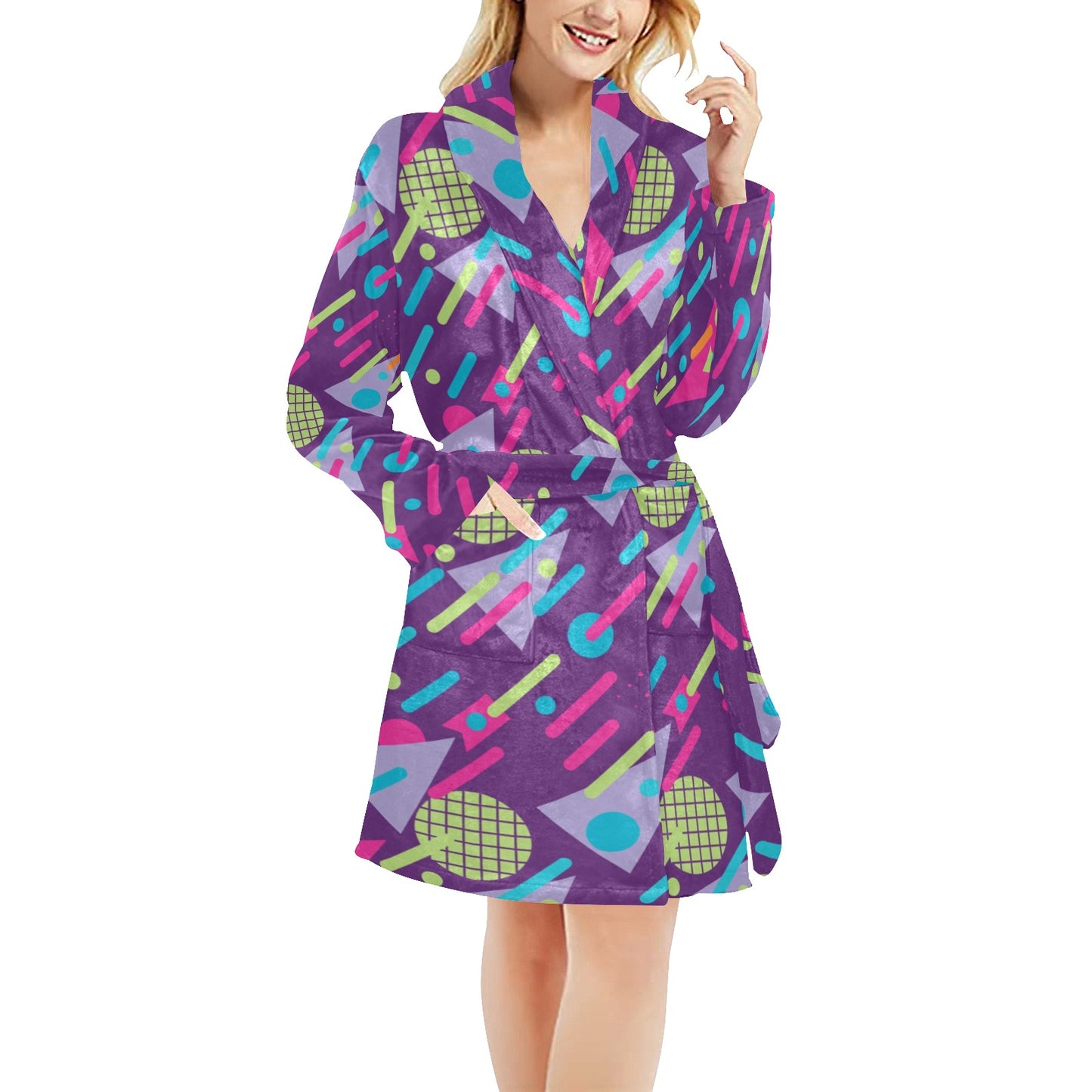 90s Pattern Print Design 4 Women's Fleece Robe