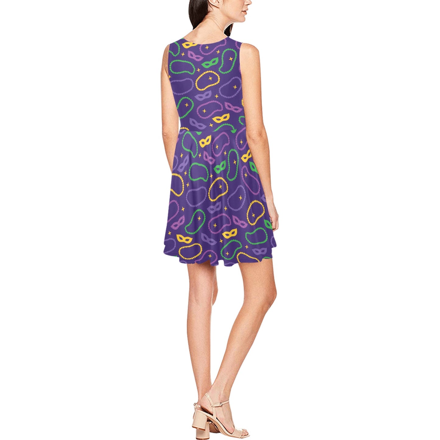 Mardi Gras Pattern Print Design 04 Sleeveless Dress