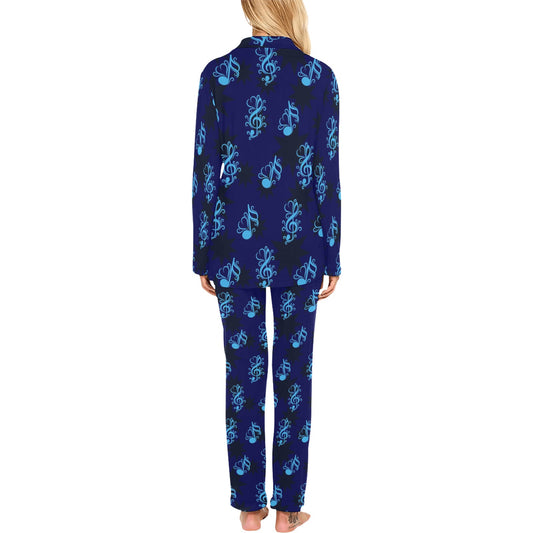 Music note Pattern Print Design A04 Women's Long Pajama Set