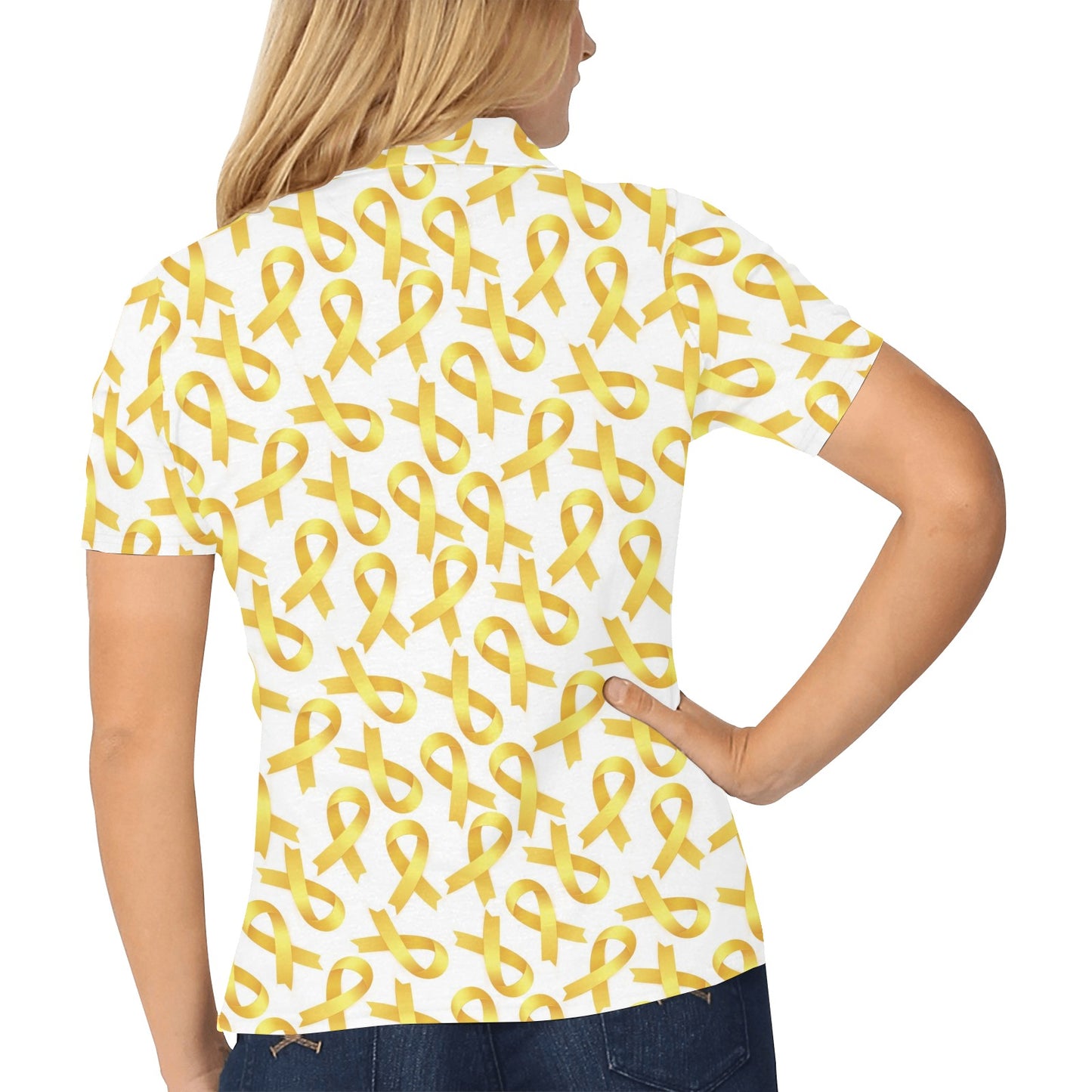 Childhood cancer Pattern Print Design 02 Women's Polo Shirt