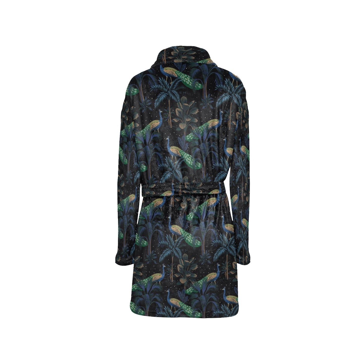 Rainforest Peacock Pattern Print Design A04 Women's Fleece Robe