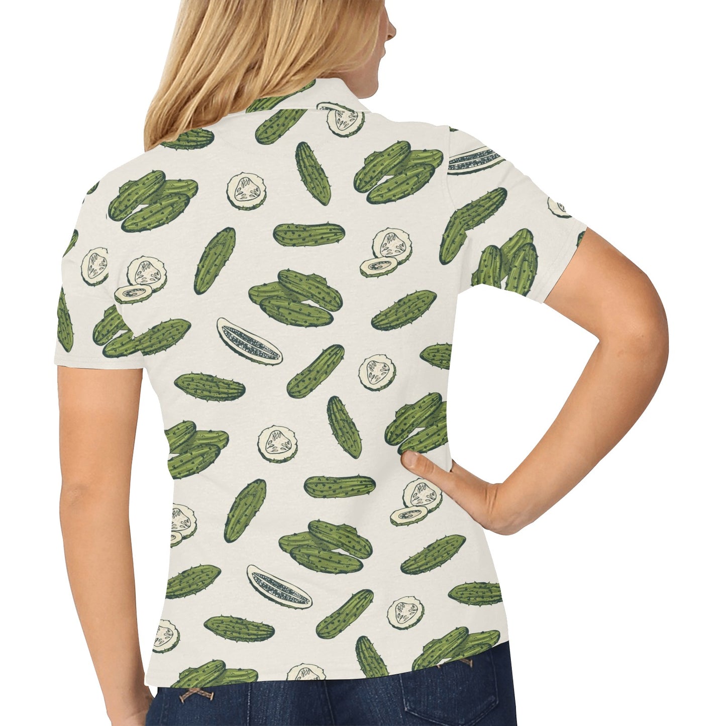 Cucumber Pattern Print Design CC05 Women's Polo Shirt