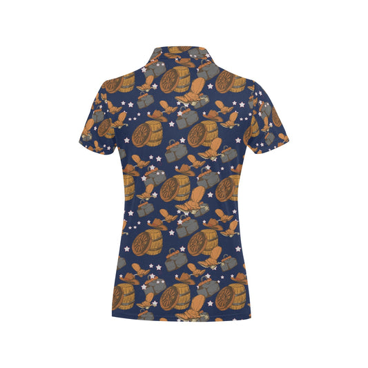 Cowboy Pattern Print Design 03 Women's Polo Shirt