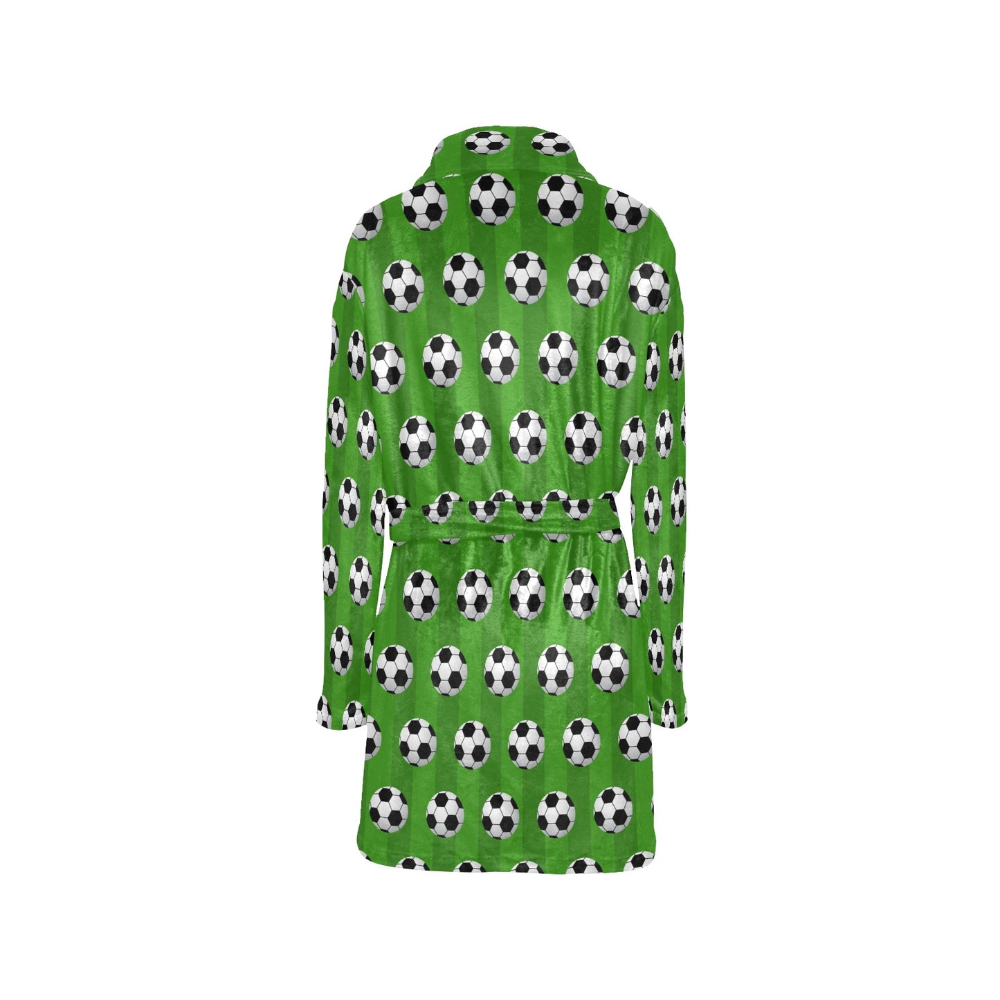 Soccer Ball Green Backgrpund Print Women's Fleece Robe