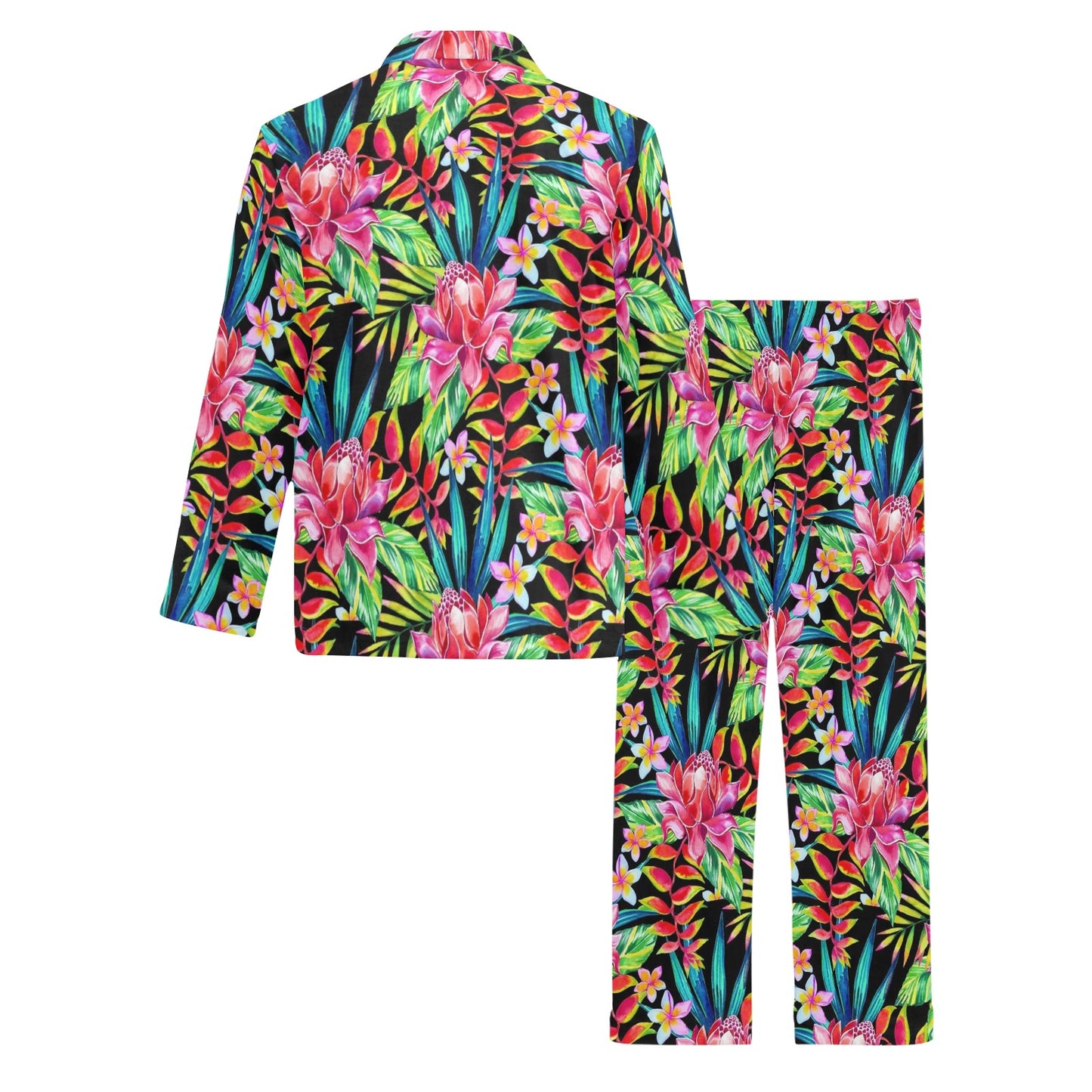 Heliconia Pattern Print Design HL02 Men's Long Pajama Set
