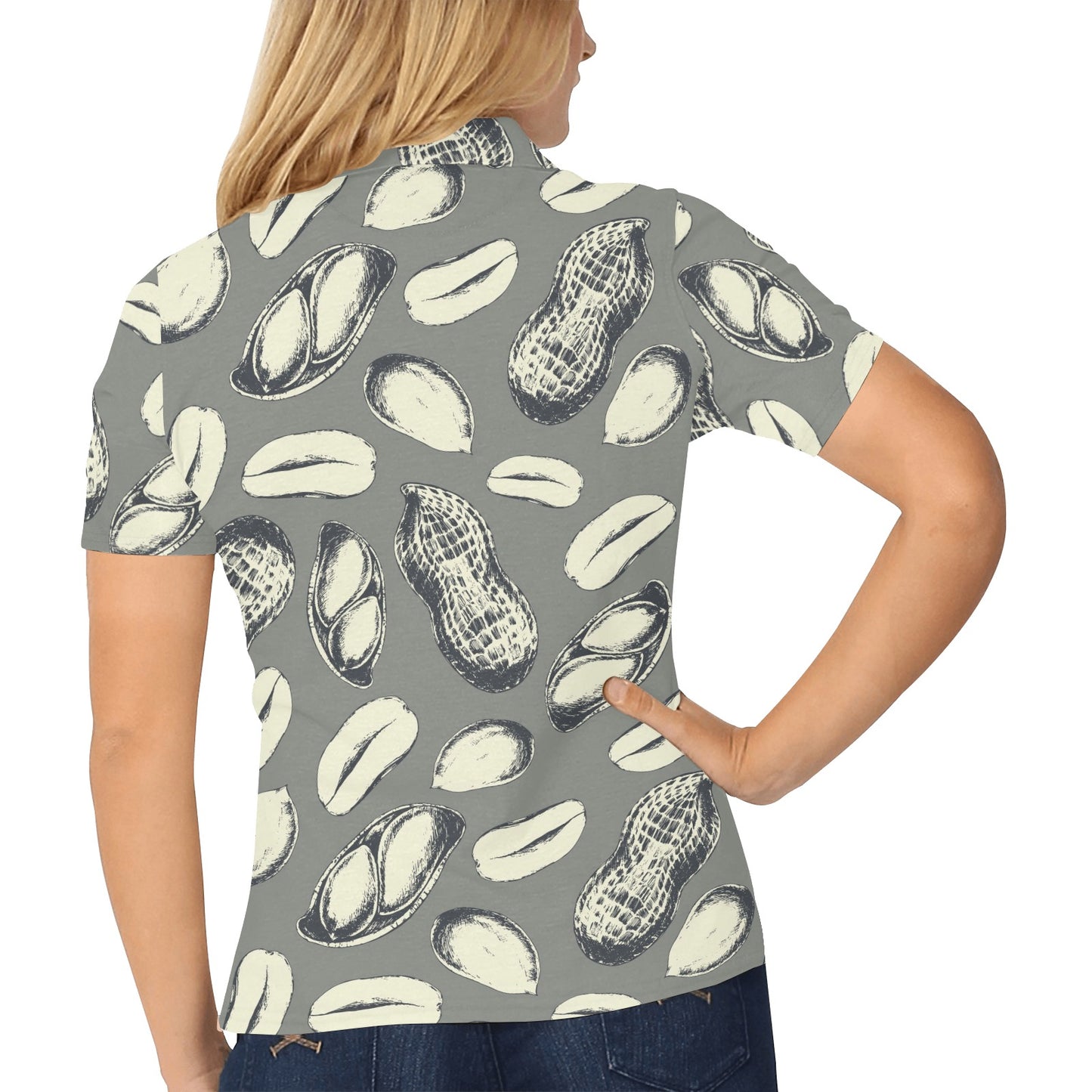 Peanut Pattern Print Design A01 Women's Polo Shirt