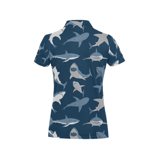 Shark Action Pattern Women's Polo Shirt
